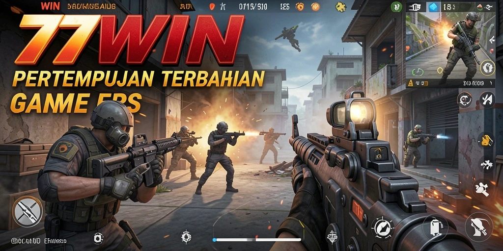 Tampilan gameplay FPS yang mendebarkan dan penuh aksi dari 77WIN.
