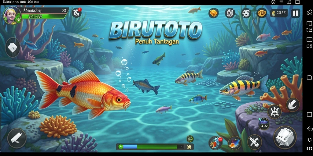 Tampilan gameplay BIRUTOTO yang menampilkan pengalaman memancing yang seru.