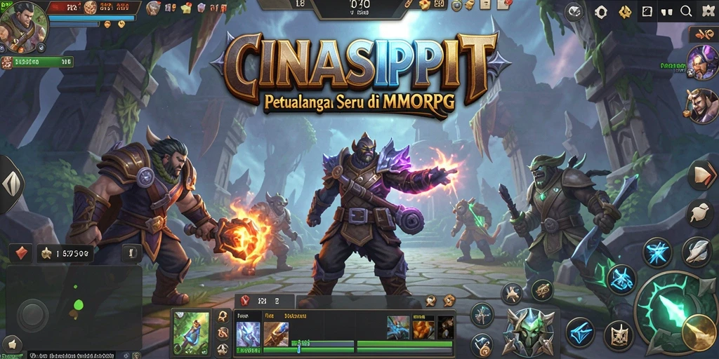 Screenshot gameplay CINASIPIT menunjukkan pertarungan yang mendebarkan di dunia MMORPG.
