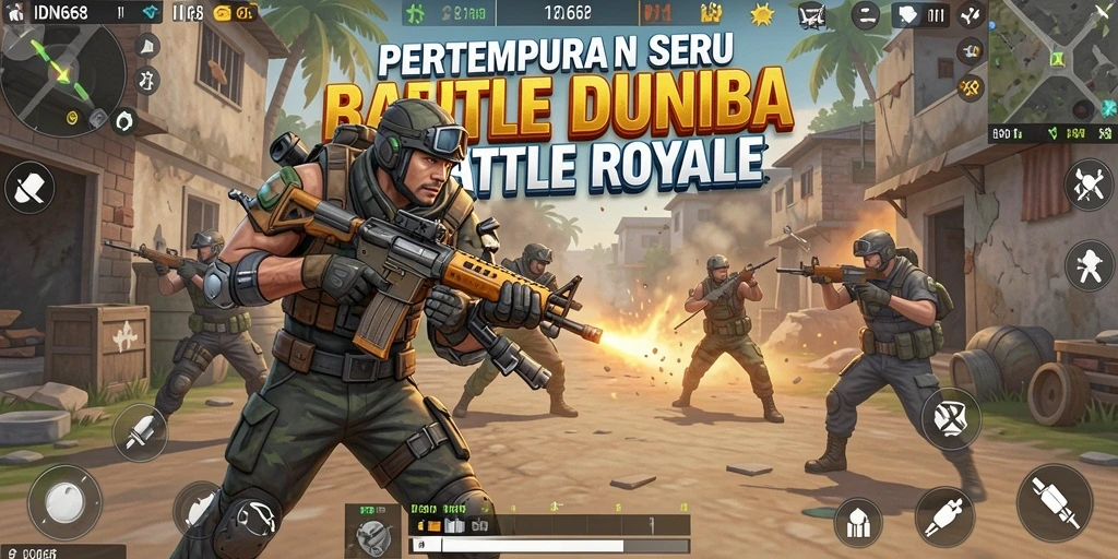 Gameplay intens IDN668 dengan aksi Battle Royale yang mendebarkan.