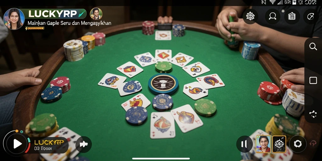 Tampilan gameplay LUCKYRP yang seru dan interaktif dalam bermain Gaple.