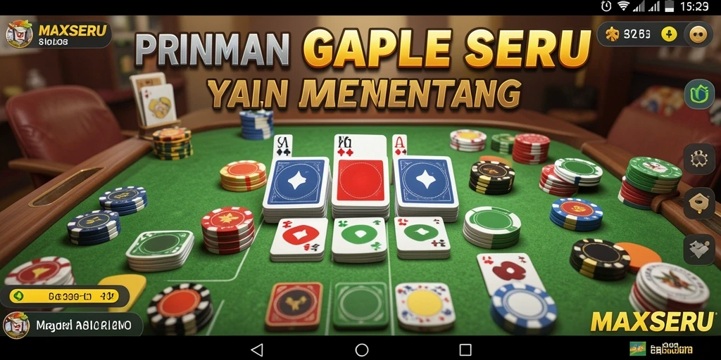 Screenshot gameplay MAXSERU menampilkan pertandingan Gaple yang seru.