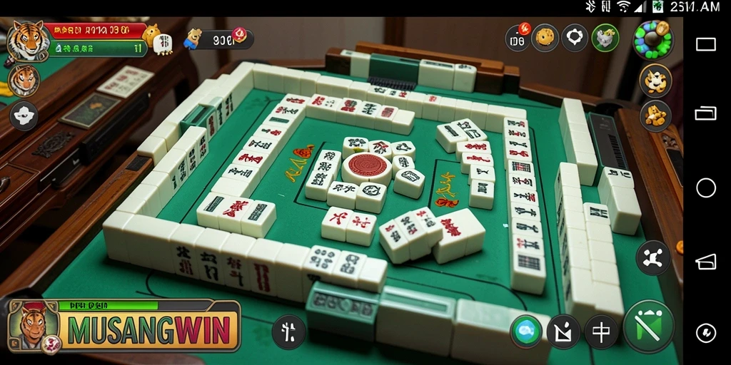 Tampilan utama gameplay <strong>MUSANGWIN</strong> dengan ubin Mahjong yang menarik.