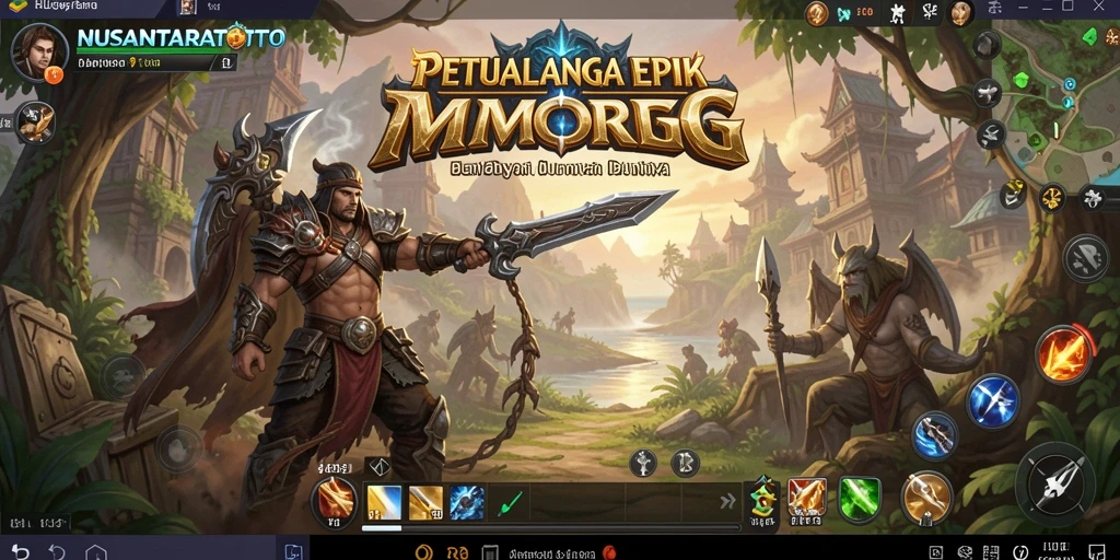 Screenshot utama memperlihatkan momen seru dalam pertempuran MMORPG.