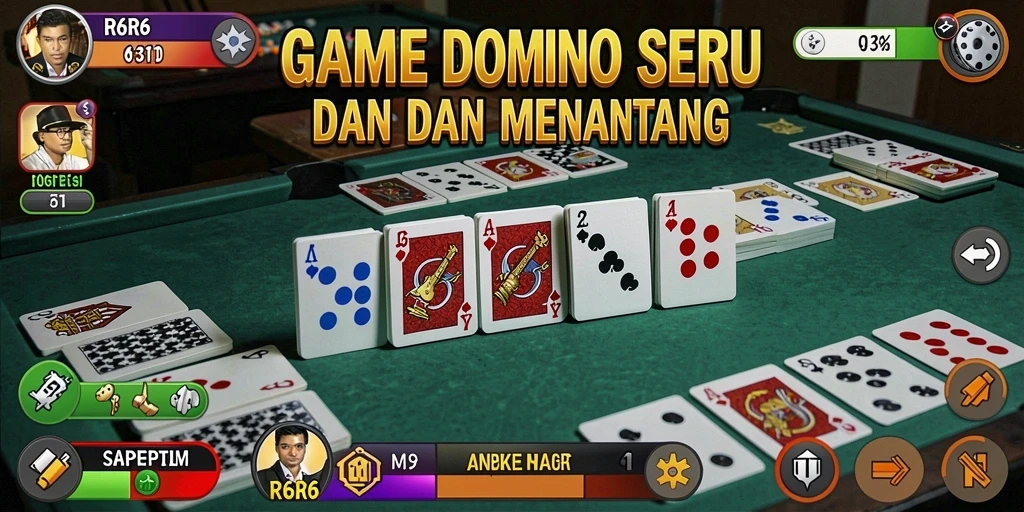 Tampilan screenshot utama R6R6 yang menampilkan gameplay Domino yang seru.