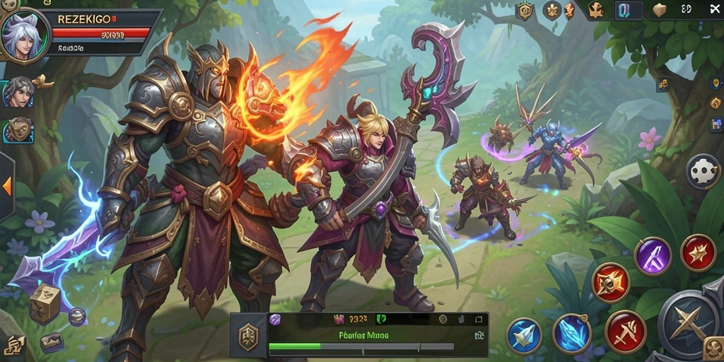 Tangkapan layar utama <strong>REZEKIGO</strong> menampilkan aksi pertempuran seru dalam dunia MMORPG.