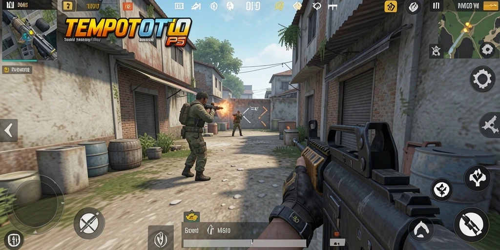 Tampilan gameplay seru TEMPOTOTO dengan aksi FPS yang menegangkan.