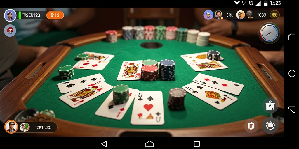 Tampilan menarik aplikasi TGER123 saat bermain Gaple secara online.