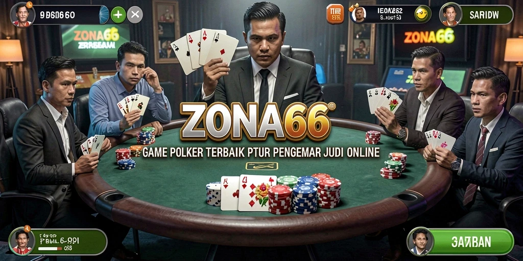 Tampilan gameplay menarik dalam ZONA66 dengan suasana Poker yang seru.